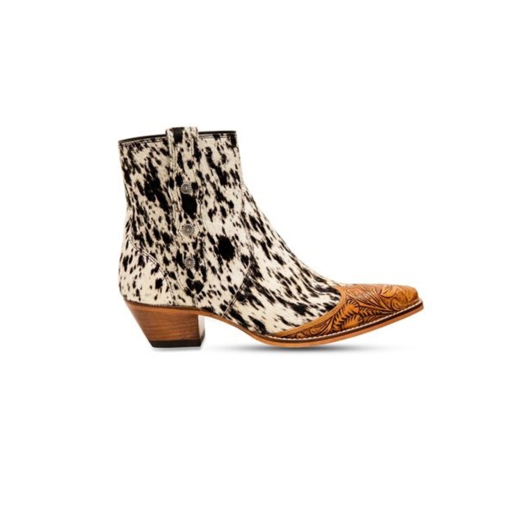 💯Hand Tooled Leather Genuine Cowhide Women Bootie Boot Boho Western Shoe Rodeo - Picture 13 of 16